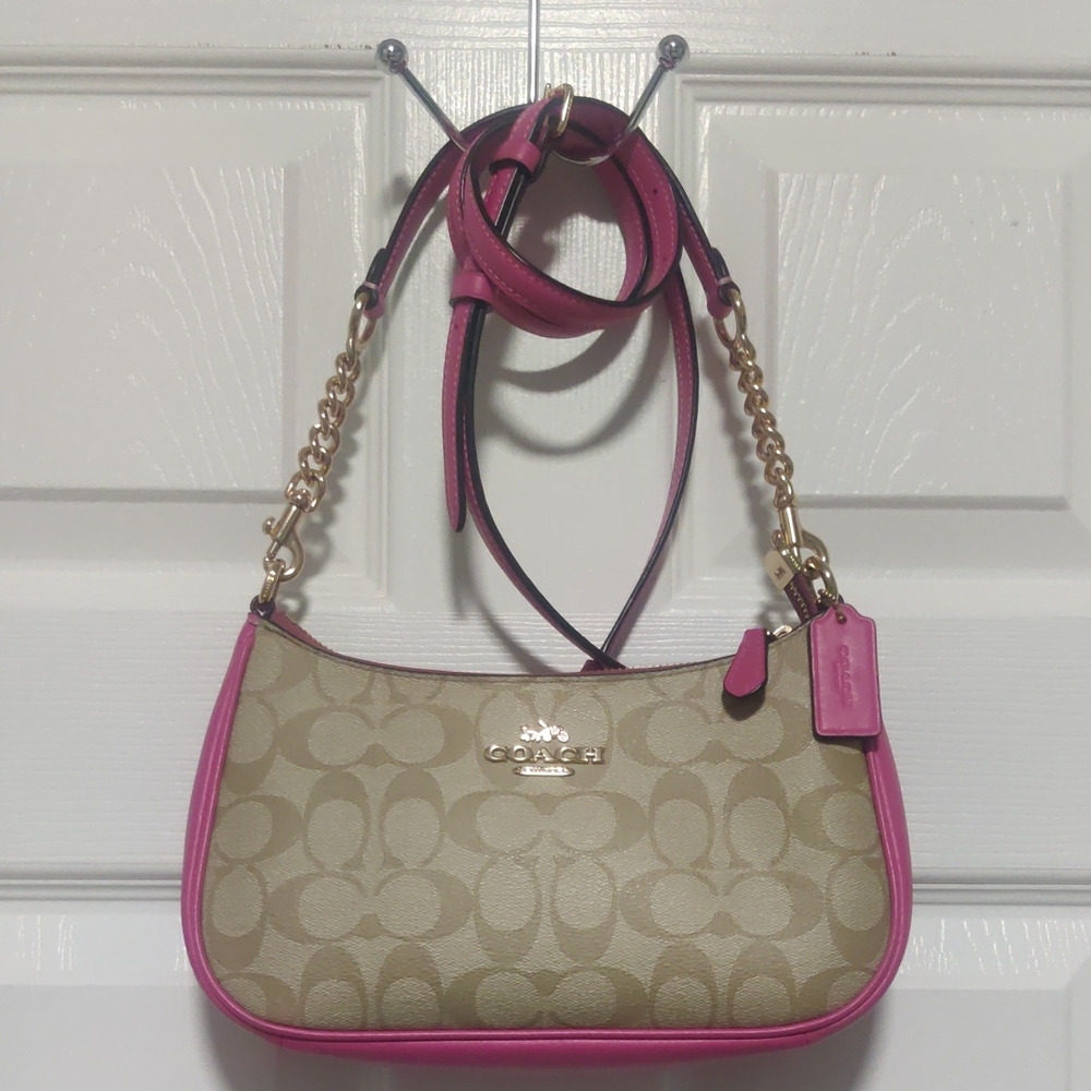 Coach Teri Beige and Pink Shoulder Bag
